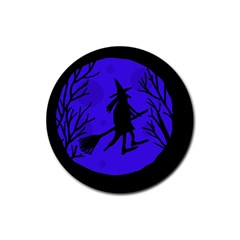 Halloween Witch - Blue Moon Rubber Coaster (round) 