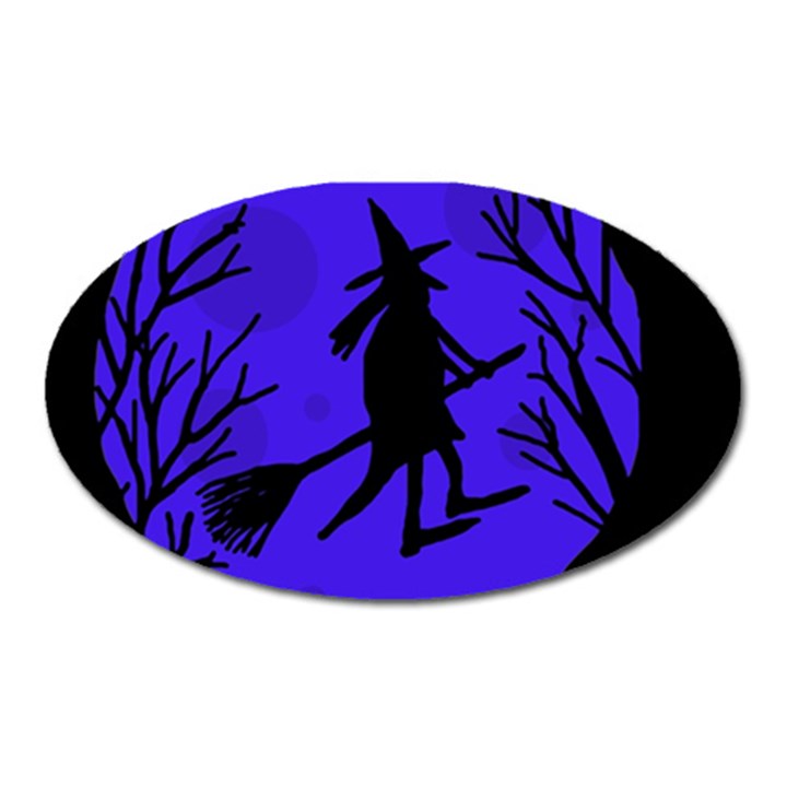 Halloween witch - blue moon Oval Magnet