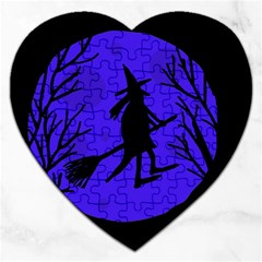 Halloween Witch - Blue Moon Jigsaw Puzzle (heart)