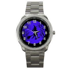 Halloween Witch - Blue Moon Sport Metal Watch by Valentinaart