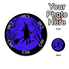 Halloween Witch - Blue Moon Playing Cards 54 (round)  by Valentinaart