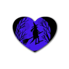 Halloween Witch - Blue Moon Rubber Coaster (heart) 