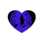 Halloween witch - blue moon Heart Coaster (4 pack)  Front