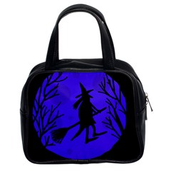 Halloween Witch - Blue Moon Classic Handbags (2 Sides) by Valentinaart