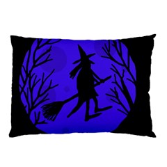 Halloween Witch - Blue Moon Pillow Case by Valentinaart