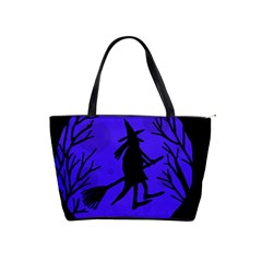 Halloween Witch - Blue Moon Shoulder Handbags by Valentinaart