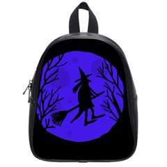 Halloween Witch - Blue Moon School Bags (small)  by Valentinaart