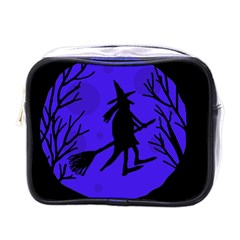 Halloween Witch - Blue Moon Mini Toiletries Bags by Valentinaart