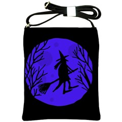 Halloween Witch - Blue Moon Shoulder Sling Bags by Valentinaart