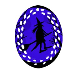 Halloween Witch - Blue Moon Oval Filigree Ornament (2-side) 