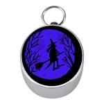 Halloween witch - blue moon Mini Silver Compasses Front