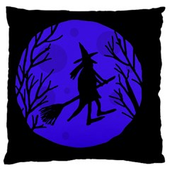 Halloween Witch - Blue Moon Standard Flano Cushion Case (two Sides) by Valentinaart