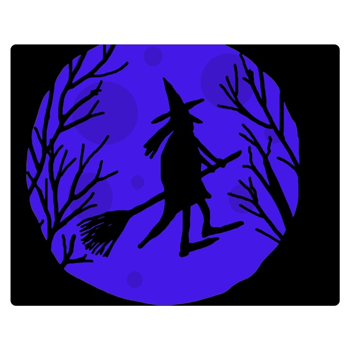 Halloween witch - blue moon Double Sided Flano Blanket (Medium) 