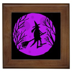 Halloween Witch - Purple Moon Framed Tiles