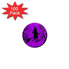 Halloween Witch - Purple Moon 1  Mini Magnets (100 Pack)  by Valentinaart