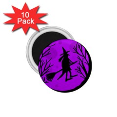 Halloween Witch - Purple Moon 1 75  Magnets (10 Pack) 