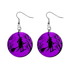 Halloween Witch - Purple Moon Mini Button Earrings by Valentinaart