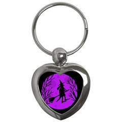 Halloween Witch - Purple Moon Key Chains (heart) 