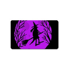 Halloween Witch - Purple Moon Magnet (name Card) by Valentinaart