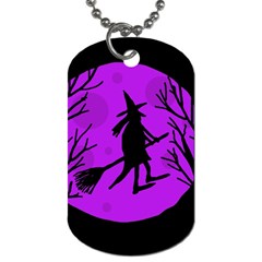 Halloween Witch - Purple Moon Dog Tag (one Side)