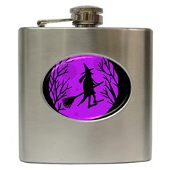 Halloween Witch - Purple Moon Hip Flask (6 Oz)