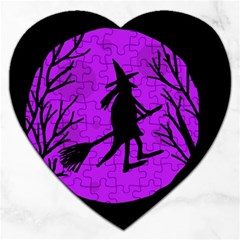 Halloween Witch - Purple Moon Jigsaw Puzzle (heart)