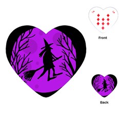 Halloween Witch - Purple Moon Playing Cards (heart)  by Valentinaart