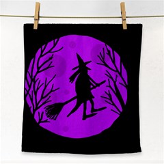 Halloween Witch - Purple Moon Face Towel by Valentinaart