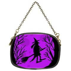 Halloween Witch - Purple Moon Chain Purses (one Side)  by Valentinaart