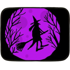 Halloween Witch - Purple Moon Double Sided Fleece Blanket (mini)  by Valentinaart