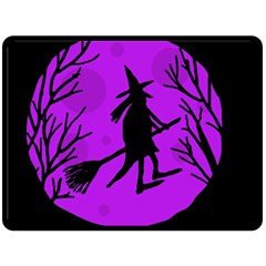 Halloween Witch - Purple Moon Fleece Blanket (large) 