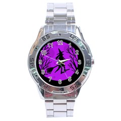 Halloween Witch - Purple Moon Stainless Steel Analogue Watch