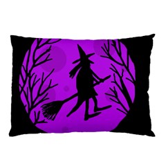 Halloween Witch - Purple Moon Pillow Case (two Sides) by Valentinaart