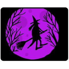 Halloween Witch - Purple Moon Double Sided Fleece Blanket (medium) 