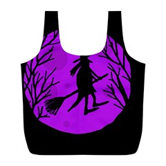 Halloween Witch - Purple Moon Full Print Recycle Bags (l)  by Valentinaart