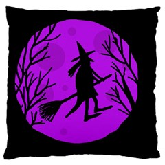 Halloween Witch - Purple Moon Large Flano Cushion Case (two Sides) by Valentinaart