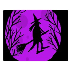 Halloween Witch - Purple Moon Double Sided Flano Blanket (large) 