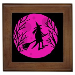 Halloween Witch - Pink Moon Framed Tiles