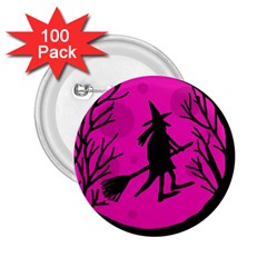 Halloween Witch - Pink Moon 2 25  Buttons (100 Pack) 