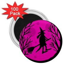 Halloween Witch - Pink Moon 2 25  Magnets (100 Pack) 