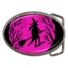 Halloween Witch - Pink Moon Belt Buckles by Valentinaart