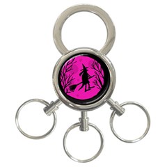 Halloween Witch - Pink Moon 3-ring Key Chains