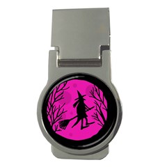 Halloween Witch - Pink Moon Money Clips (round) 