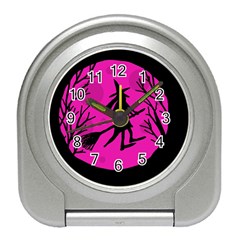 Halloween Witch - Pink Moon Travel Alarm Clocks by Valentinaart