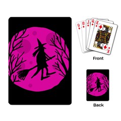 Halloween Witch - Pink Moon Playing Card by Valentinaart