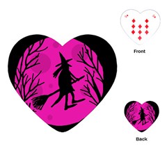 Halloween Witch - Pink Moon Playing Cards (heart) 