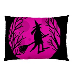 Halloween Witch - Pink Moon Pillow Case by Valentinaart