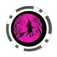 Halloween Witch - Pink Moon Poker Chip Card Guards (10 Pack)  by Valentinaart