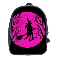 Halloween Witch - Pink Moon School Bags(large)  by Valentinaart