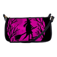 Halloween Witch - Pink Moon Shoulder Clutch Bags by Valentinaart